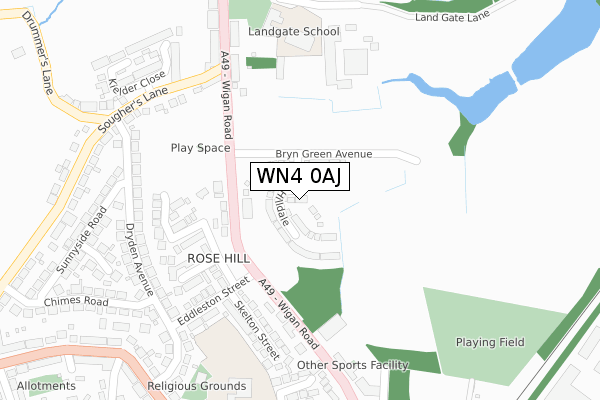 WN4 0AJ map - large scale - OS Open Zoomstack (Ordnance Survey) WN4 0AJ map - large scale - OS Open Zoomstack (Ordnance Survey)