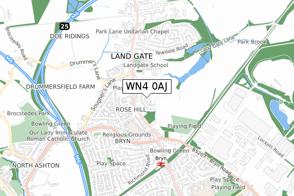 WN4 0AJ map - small scale - OS Open Zoomstack (Ordnance Survey) WN4 0AJ map - small scale - OS Open Zoomstack (Ordnance Survey)