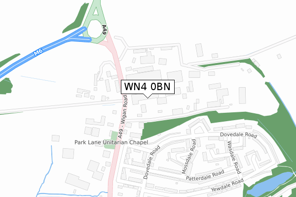 WN4 0BN map - large scale - OS Open Zoomstack (Ordnance Survey)