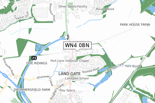 WN4 0BN map - small scale - OS Open Zoomstack (Ordnance Survey)