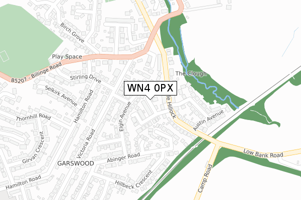 WN4 0PX map - large scale - OS Open Zoomstack (Ordnance Survey)