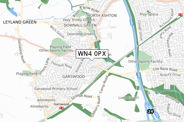 WN4 0PX map - small scale - OS Open Zoomstack (Ordnance Survey)