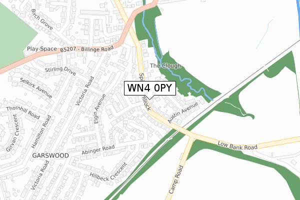 WN4 0PY map - large scale - OS Open Zoomstack (Ordnance Survey)
