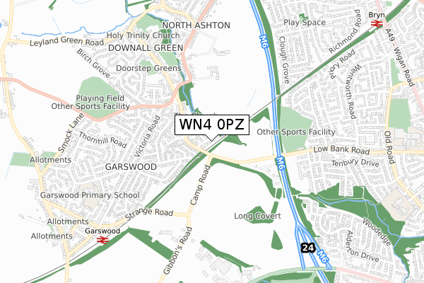 WN4 0PZ map - small scale - OS Open Zoomstack (Ordnance Survey)