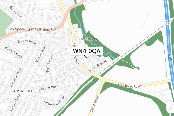 WN4 0QA map - large scale - OS Open Zoomstack (Ordnance Survey)