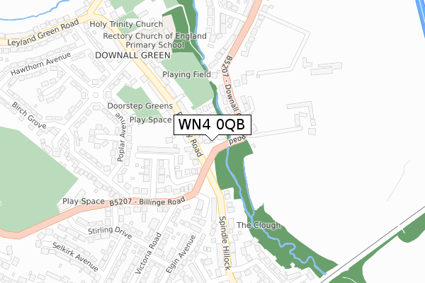 WN4 0QB map - large scale - OS Open Zoomstack (Ordnance Survey)