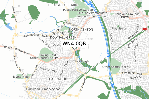 WN4 0QB map - small scale - OS Open Zoomstack (Ordnance Survey)