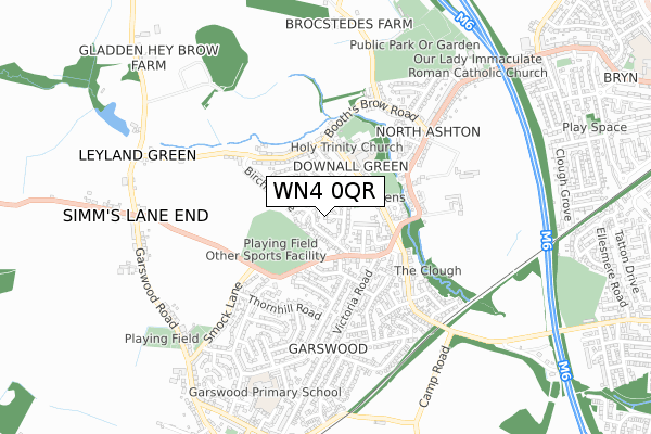 WN4 0QR map - small scale - OS Open Zoomstack (Ordnance Survey)
