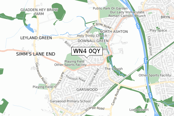 WN4 0QY map - small scale - OS Open Zoomstack (Ordnance Survey)