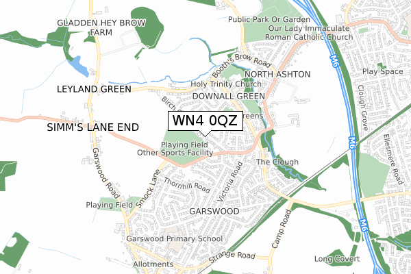 WN4 0QZ map - small scale - OS Open Zoomstack (Ordnance Survey)