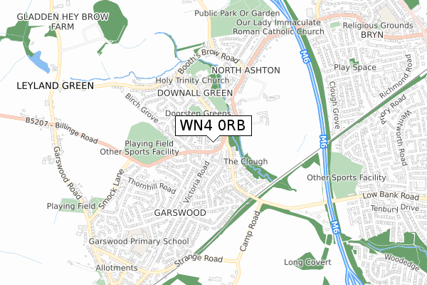 WN4 0RB map - small scale - OS Open Zoomstack (Ordnance Survey)