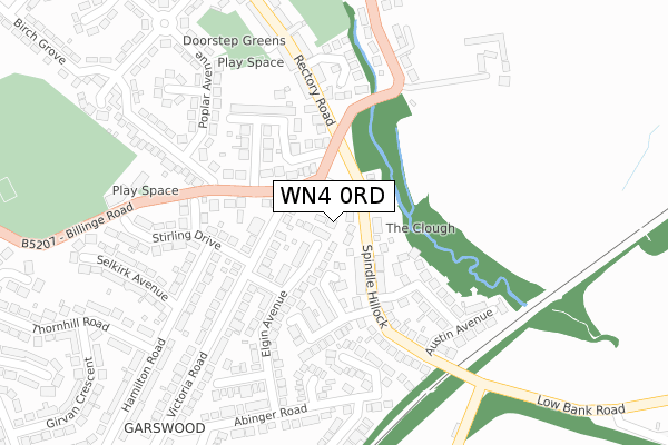 WN4 0RD map - large scale - OS Open Zoomstack (Ordnance Survey)