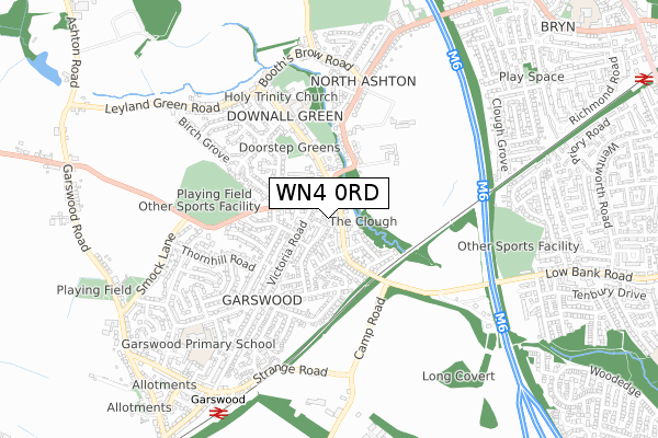 WN4 0RD map - small scale - OS Open Zoomstack (Ordnance Survey)