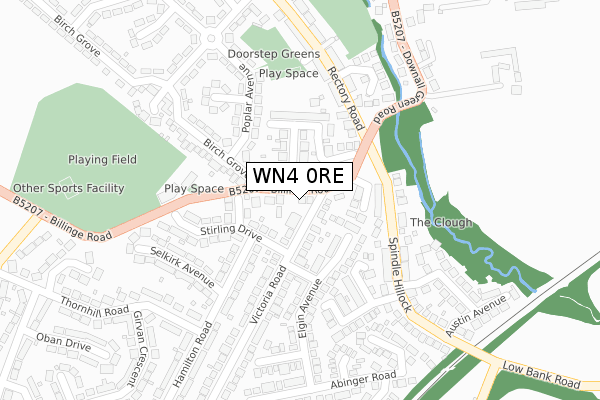 WN4 0RE map - large scale - OS Open Zoomstack (Ordnance Survey)