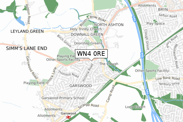 WN4 0RE map - small scale - OS Open Zoomstack (Ordnance Survey)