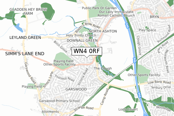WN4 0RF map - small scale - OS Open Zoomstack (Ordnance Survey)