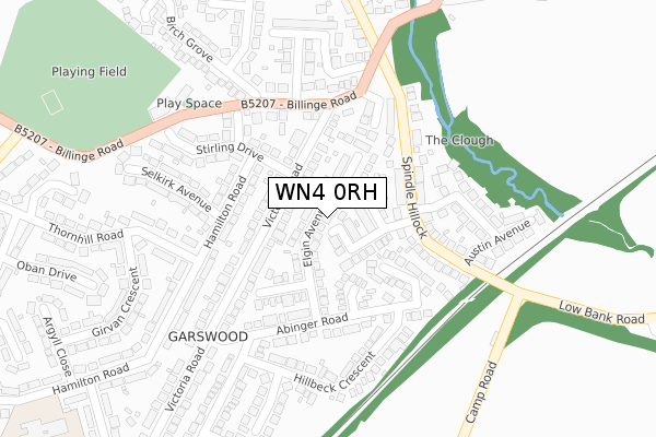 WN4 0RH map - large scale - OS Open Zoomstack (Ordnance Survey)