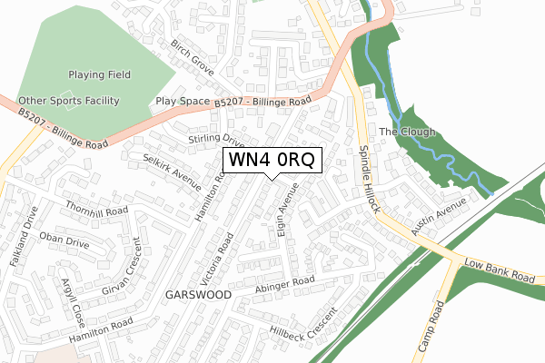 WN4 0RQ map - large scale - OS Open Zoomstack (Ordnance Survey)