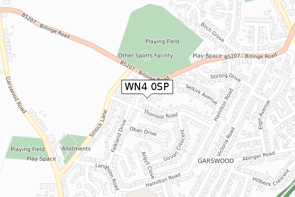 WN4 0SP map - large scale - OS Open Zoomstack (Ordnance Survey)