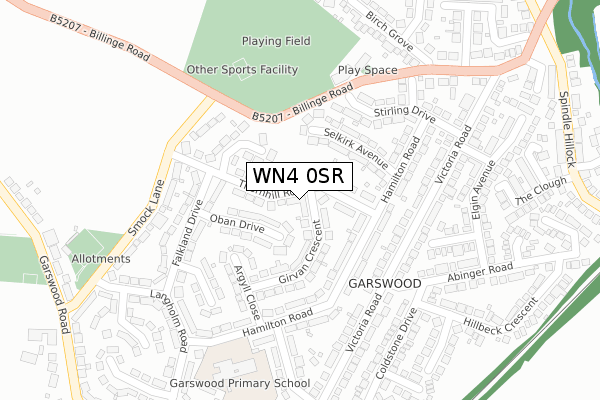 WN4 0SR map - large scale - OS Open Zoomstack (Ordnance Survey)