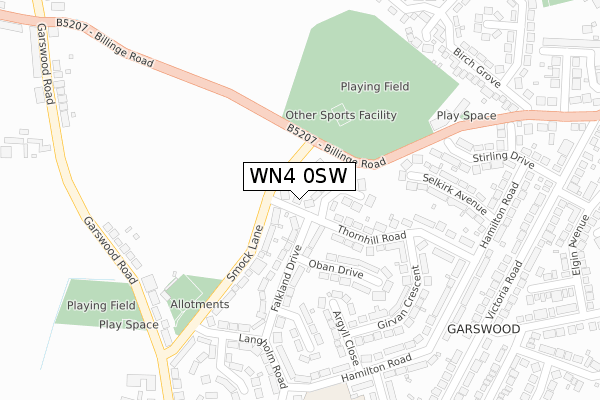 WN4 0SW map - large scale - OS Open Zoomstack (Ordnance Survey)