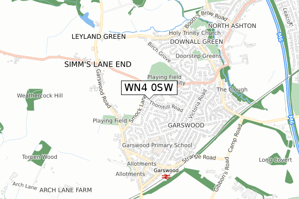 WN4 0SW map - small scale - OS Open Zoomstack (Ordnance Survey)
