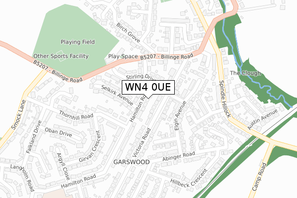 WN4 0UE map - large scale - OS Open Zoomstack (Ordnance Survey)