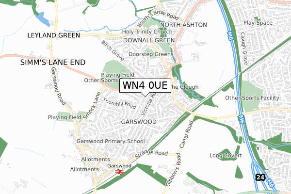 WN4 0UE map - small scale - OS Open Zoomstack (Ordnance Survey)