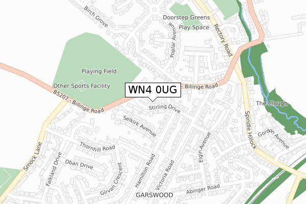 WN4 0UG map - large scale - OS Open Zoomstack (Ordnance Survey)