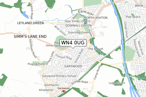 WN4 0UG map - small scale - OS Open Zoomstack (Ordnance Survey)