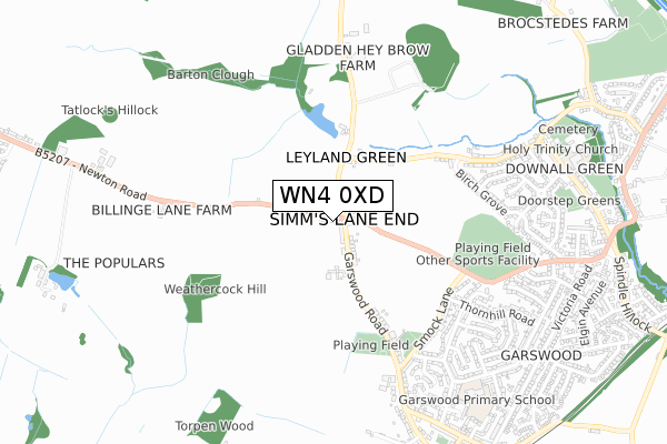 WN4 0XD map - small scale - OS Open Zoomstack (Ordnance Survey)