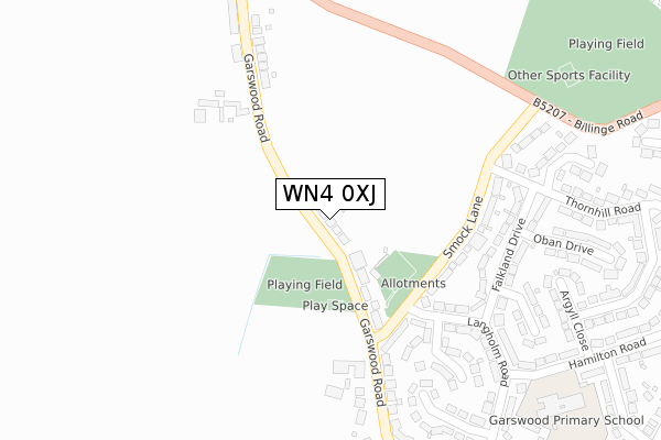 WN4 0XJ map - large scale - OS Open Zoomstack (Ordnance Survey)