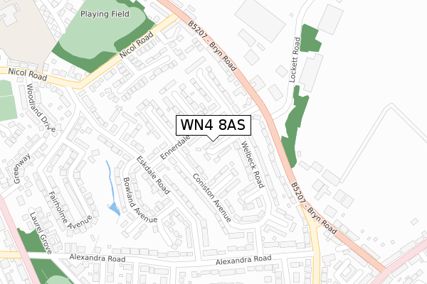 WN4 8AS map - large scale - OS Open Zoomstack (Ordnance Survey)