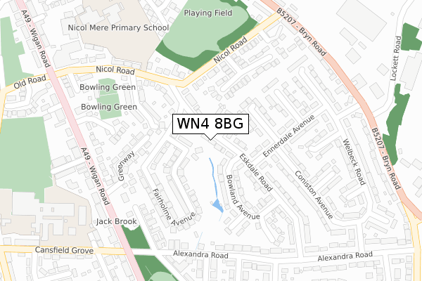 WN4 8BG map - large scale - OS Open Zoomstack (Ordnance Survey)
