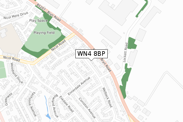 WN4 8BP map - large scale - OS Open Zoomstack (Ordnance Survey)