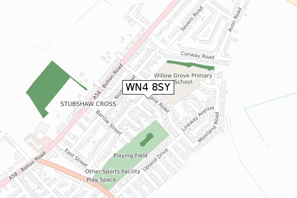WN4 8SY map - large scale - OS Open Zoomstack (Ordnance Survey)