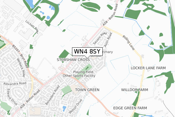 WN4 8SY map - small scale - OS Open Zoomstack (Ordnance Survey)