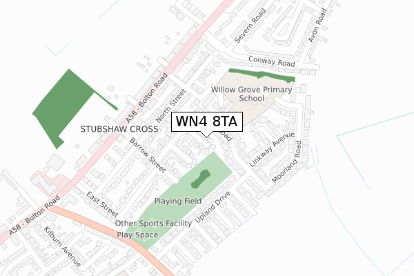 WN4 8TA map - large scale - OS Open Zoomstack (Ordnance Survey)