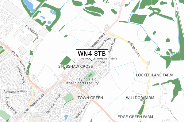 WN4 8TB map - small scale - OS Open Zoomstack (Ordnance Survey)