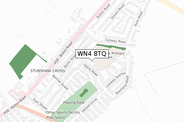 WN4 8TQ map - large scale - OS Open Zoomstack (Ordnance Survey)