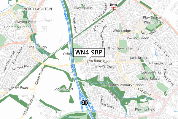 WN4 9RP map - small scale - OS Open Zoomstack (Ordnance Survey)