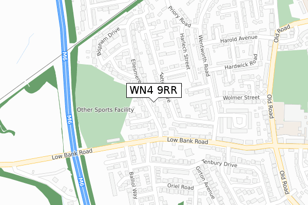 WN4 9RR map - large scale - OS Open Zoomstack (Ordnance Survey)