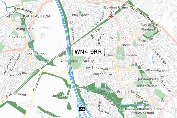 WN4 9RR map - small scale - OS Open Zoomstack (Ordnance Survey)