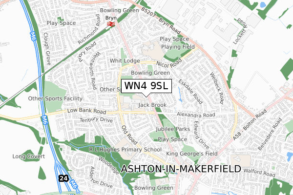 WN4 9SL map - small scale - OS Open Zoomstack (Ordnance Survey)