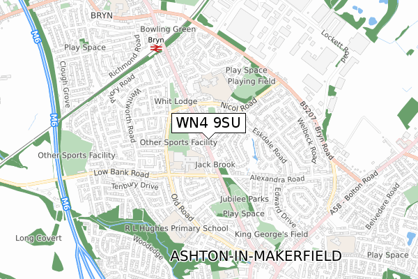 WN4 9SU map - small scale - OS Open Zoomstack (Ordnance Survey)