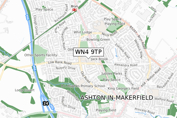 WN4 9TP map - small scale - OS Open Zoomstack (Ordnance Survey)