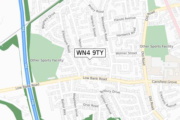 WN4 9TY map - large scale - OS Open Zoomstack (Ordnance Survey)