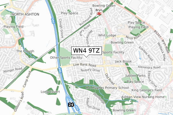 WN4 9TZ map - small scale - OS Open Zoomstack (Ordnance Survey)