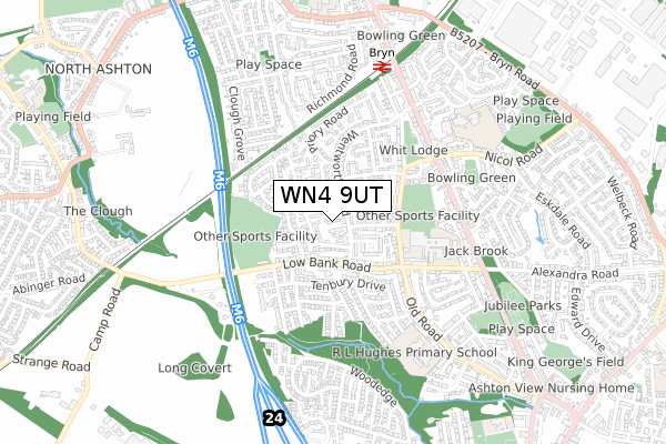 WN4 9UT map - small scale - OS Open Zoomstack (Ordnance Survey)