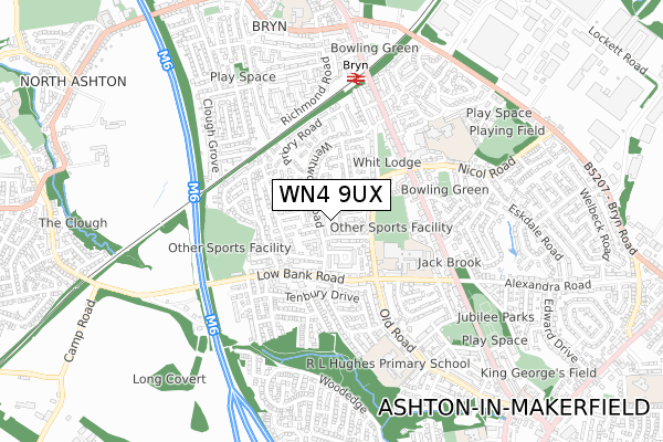 WN4 9UX map - small scale - OS Open Zoomstack (Ordnance Survey)